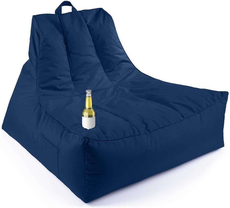 Lumaland Premium Lounge Fauteuil – Indoor & Outdoor Zitzak met Vulling en Drinkhouder XXL Lounge voor Woonkamer Balkon & Tuin Waterafstotend