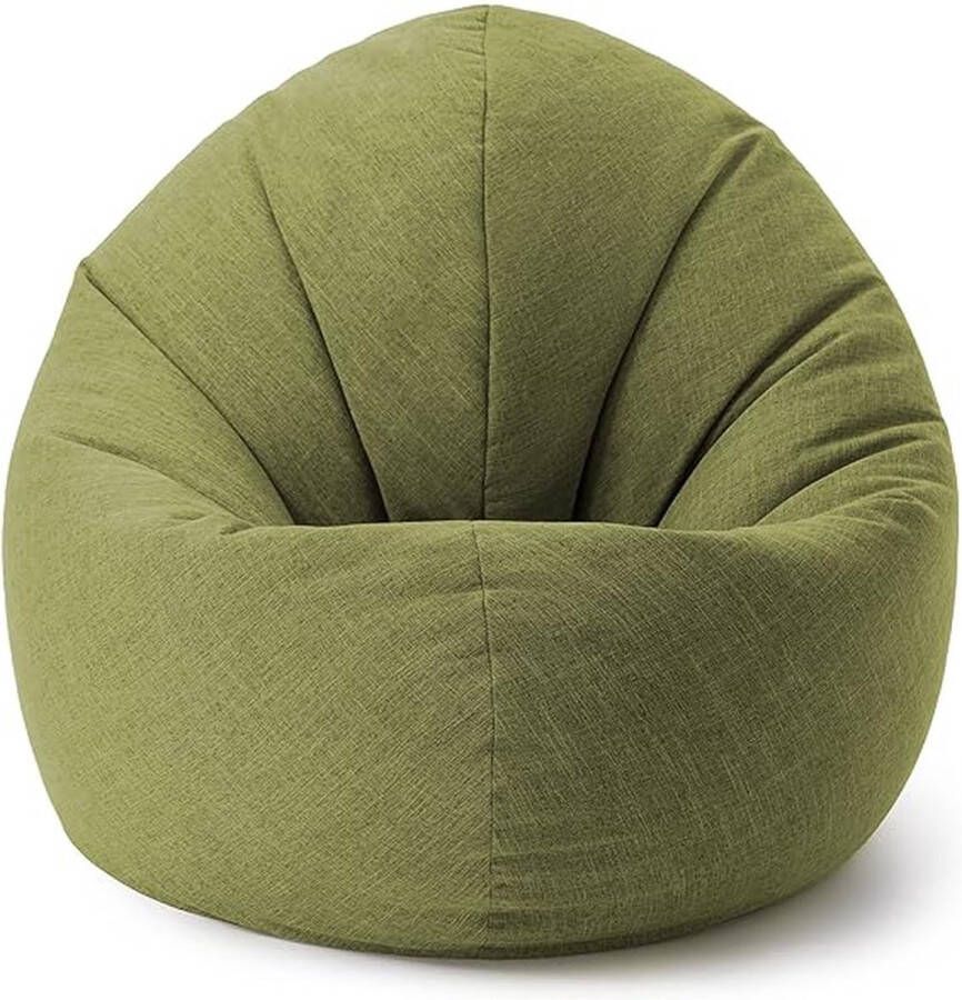 Lumaland 2-in-1 linnen zitzak voor binnen ronde comfortabele zitzak voor binnen 300 l vulling 120 x 80 x 75 cm linnenlook en feel groente