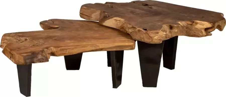 Lumbuck Massief teak houten salontafel Rama Boomstam tafel