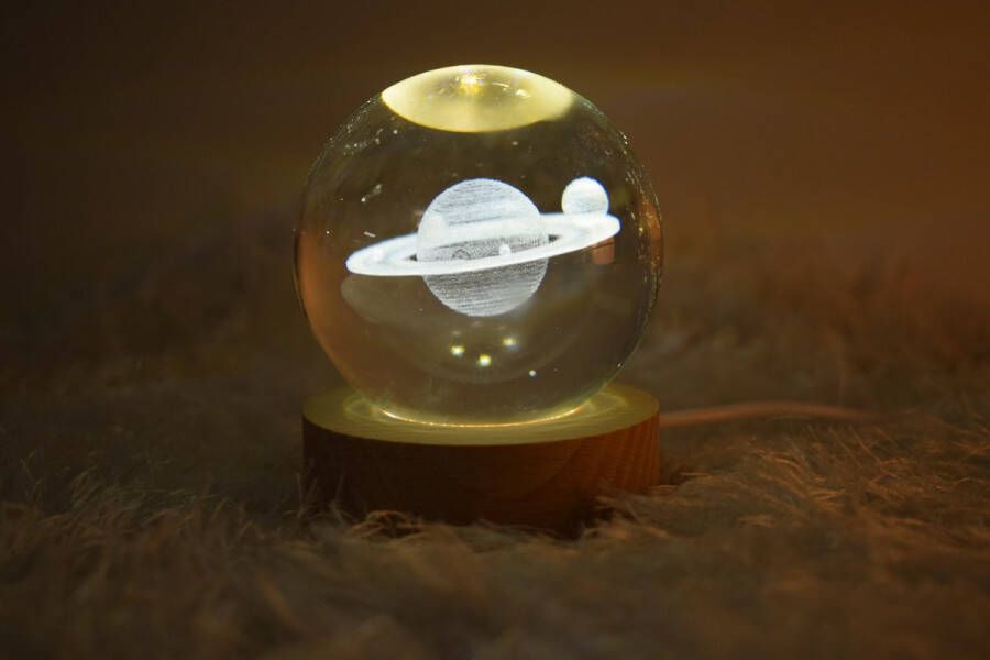 Lumina Spacelamp- Saturn Tafellamp decoratielamp nachtlamp LED 3D crystal bal cadeautip