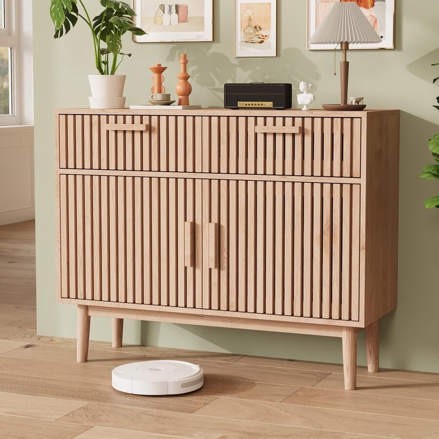 Luminari™ Luminarix Dressoir Opbergkast met 2 lades en 2 deuren Keukenkast Ladekast Hout 100x35x80 cm