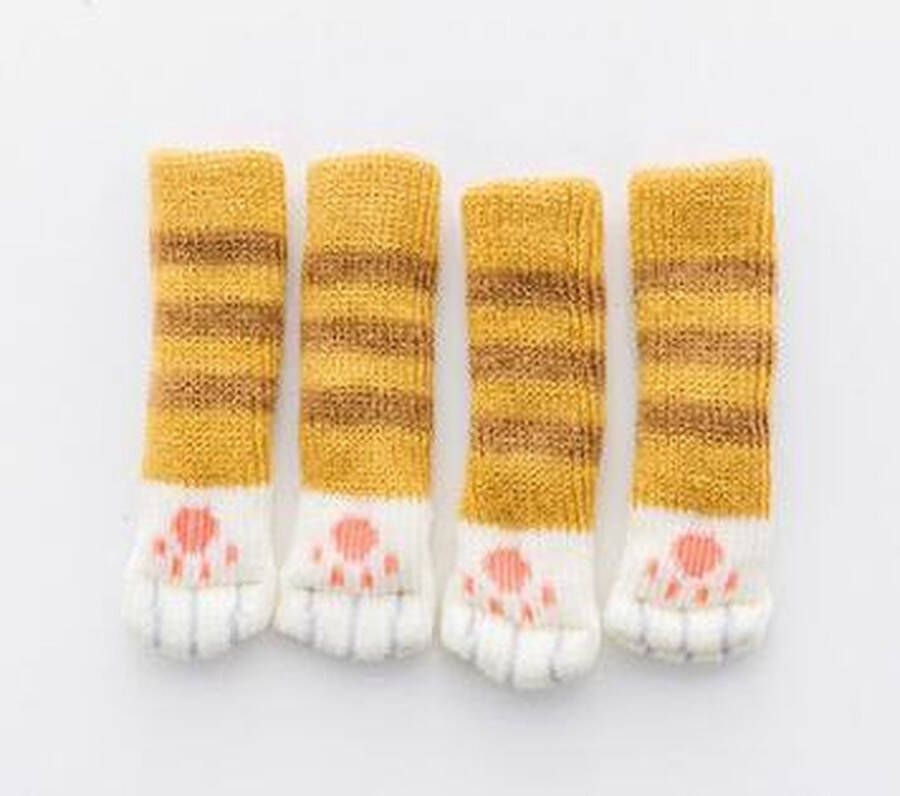 Luminous Luxury 4 Stuks Stoelpoot Sokken Kat Bruin Streep Eetkamerstoel Beschermers