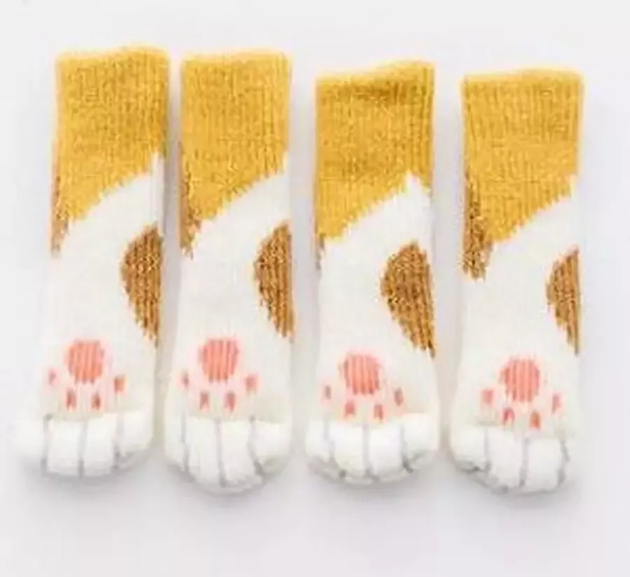 Luminous Luxury 4 Stuks Stoelpoot Sokken Kat Bruin Vlek Eetkamerstoel Beschermers