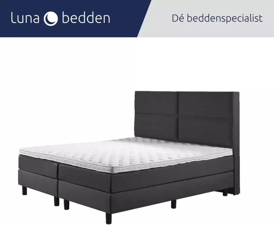 Luna Bedden Boxspring Luna 200x210 Compleet Antraciet 4vaks Bed