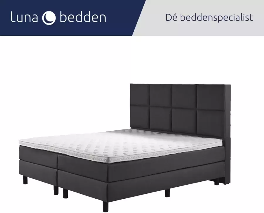 Luna Bedden Boxspring Luna 200x210 Compleet Antraciet 8vaks Bed