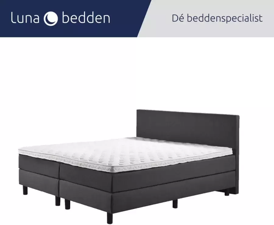 Luna Bedden Boxspring Luna 200x210 Compleet Antraciet Glad Bed