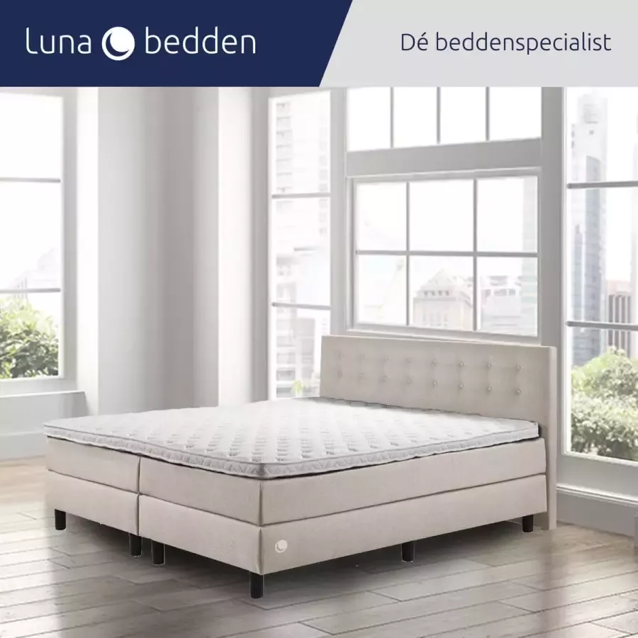 Luna Bedden Boxspring Luna 200x210 Compleet Beige Geknoopt Bed