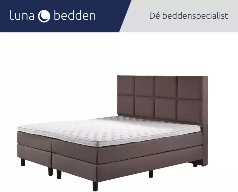 Luna Bedden Boxspring Luna 200x210 Compleet Bruin 8vaks Bed