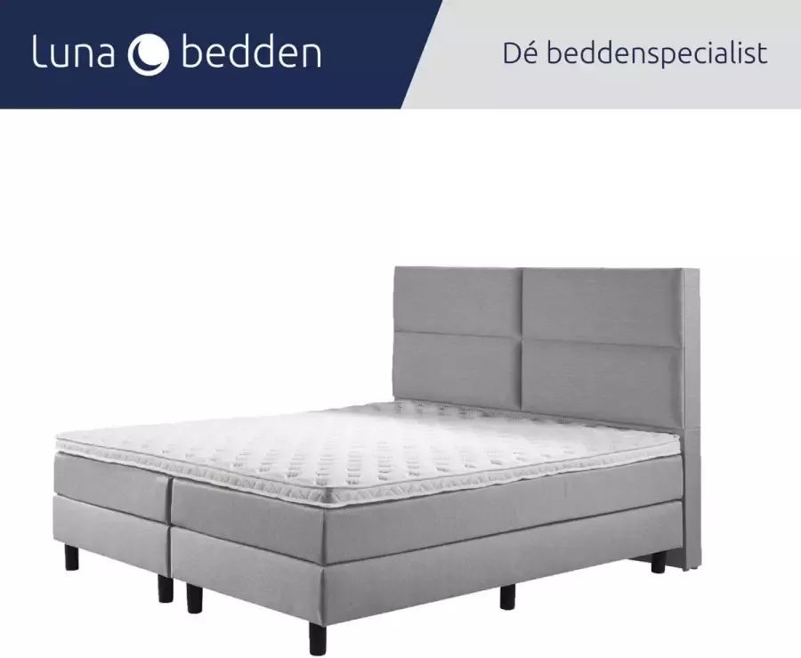 Luna Bedden Boxspring Luna 200x210 Compleet Grijs 4vaks Bed