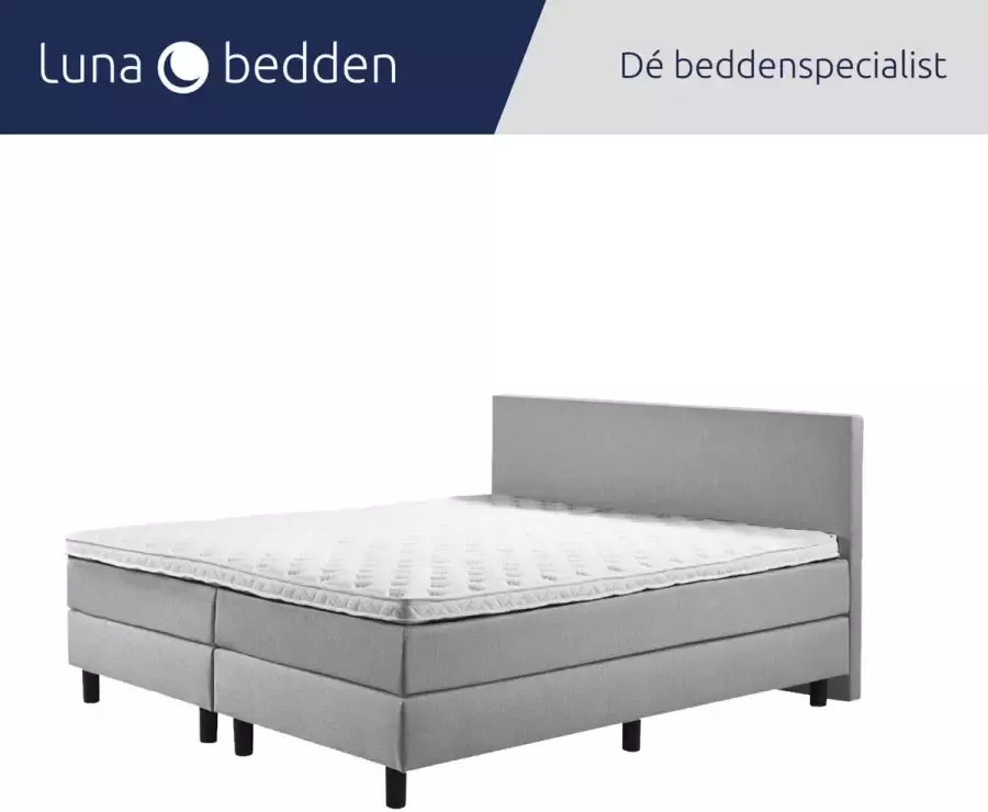 Luna Bedden Boxspring Luna 200x210 Compleet Grijs Glad Bed