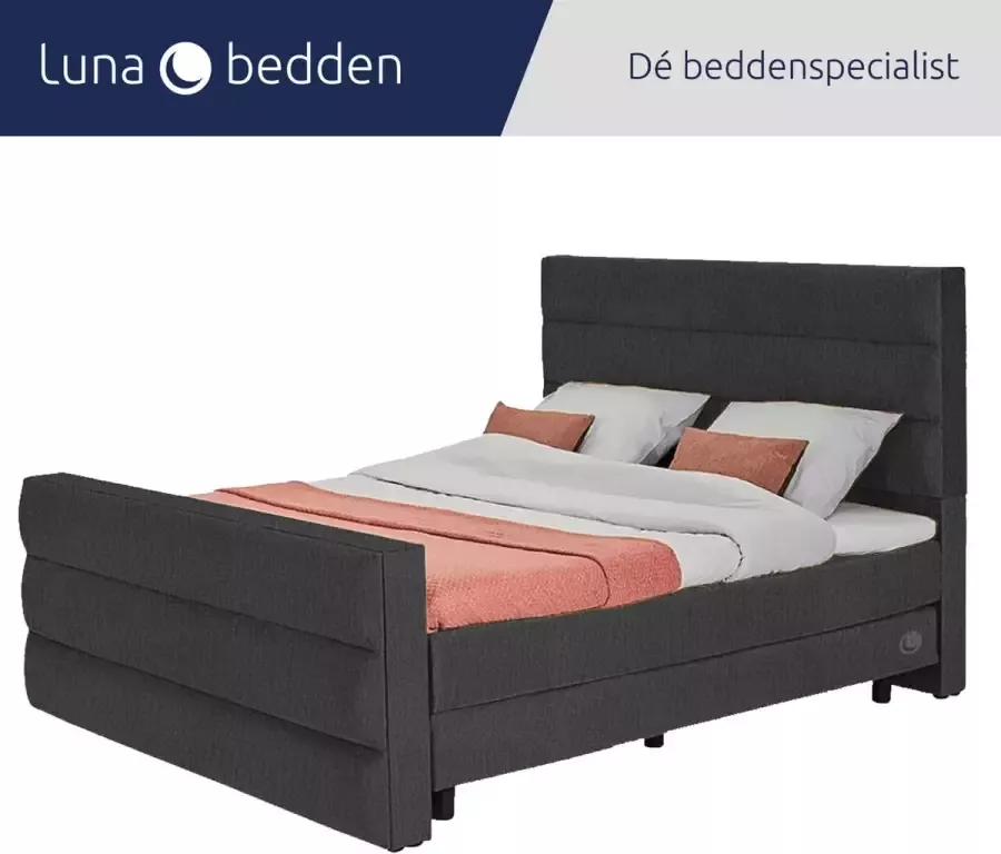 Luna Bedden Boxspring Skye 140x200 Compleet Antraciet 3 Balken Bed