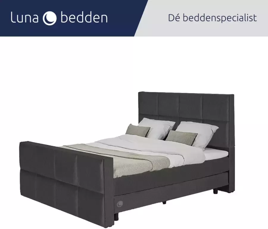 Luna Bedden Boxspring Skye 140x200 Compleet Antraciet 8 vakken Bed