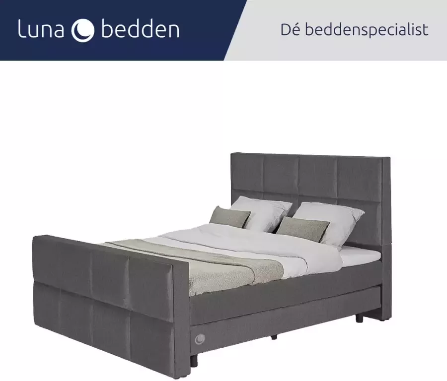 Luna Bedden Boxspring Skye 140x200 Compleet Grijs 8 vakken Bed