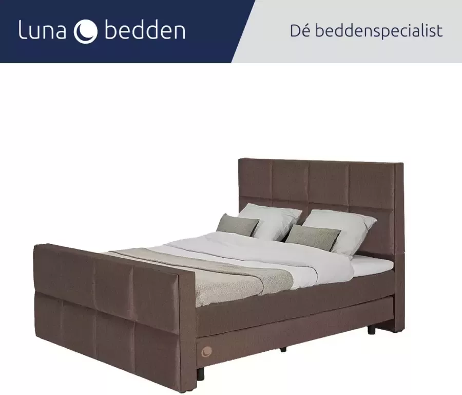 Luna Bedden Boxspring Skye 140x210 Compleet Bruin 8 vakken Bed