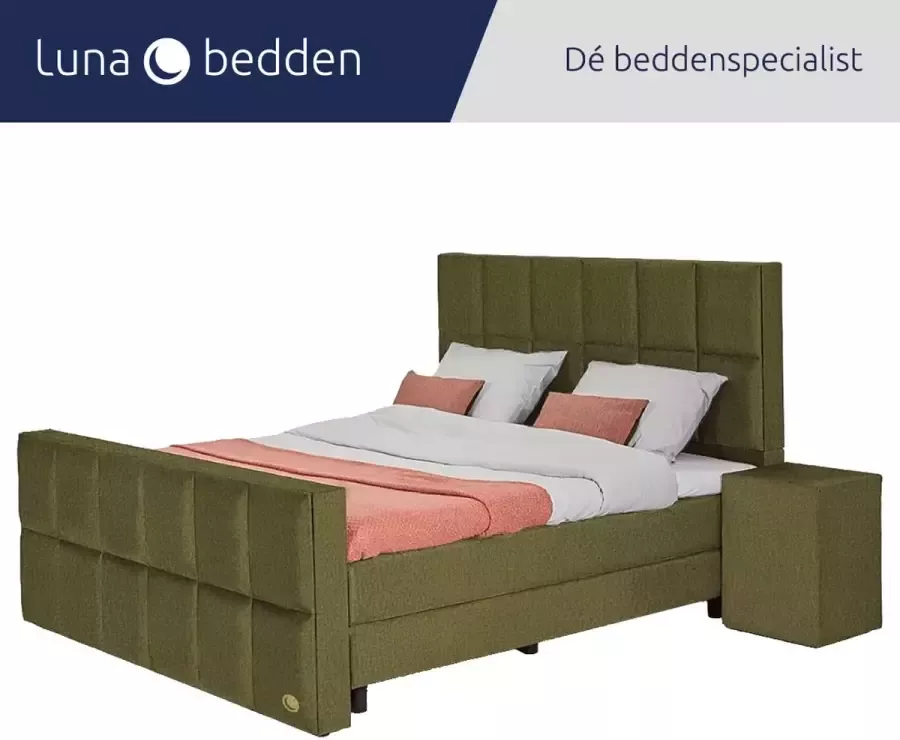 Luna Bedden Boxspring Skye 140x210 Compleet Groen 12 Vakken Bed