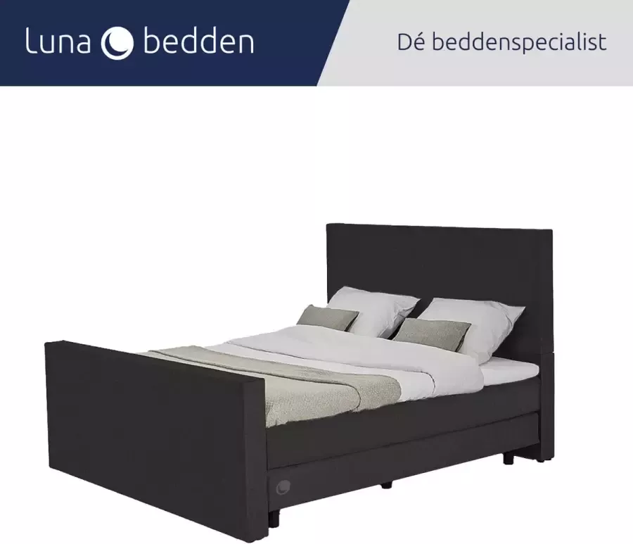 Luna Bedden Boxspring Skye 140x210 Compleet Zwart Glad Bed