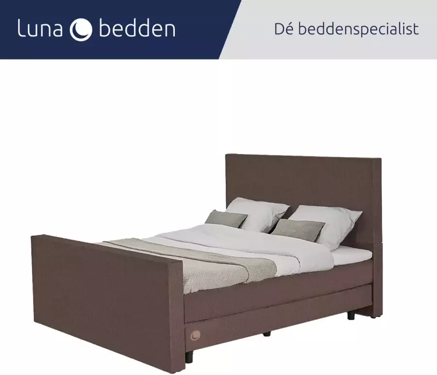 Luna Bedden Boxspring Skye 140x220 Compleet Bruin Glad Bed