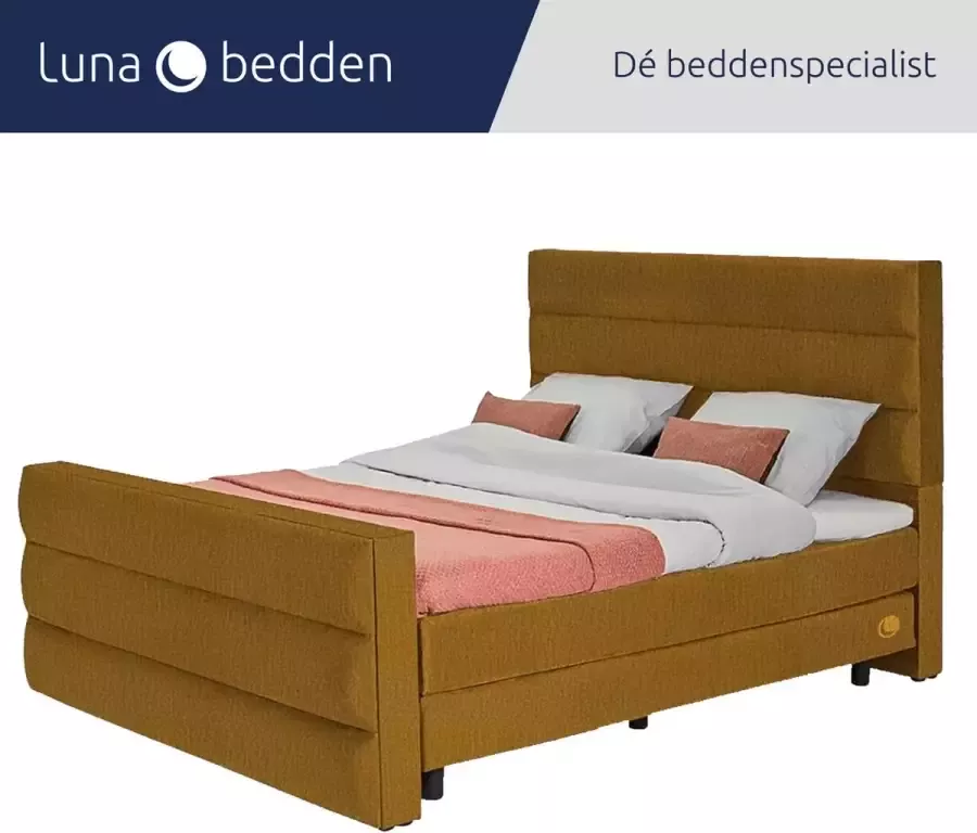 Luna Bedden Boxspring Skye 140x220 Compleet Goud 3 Balken Bed