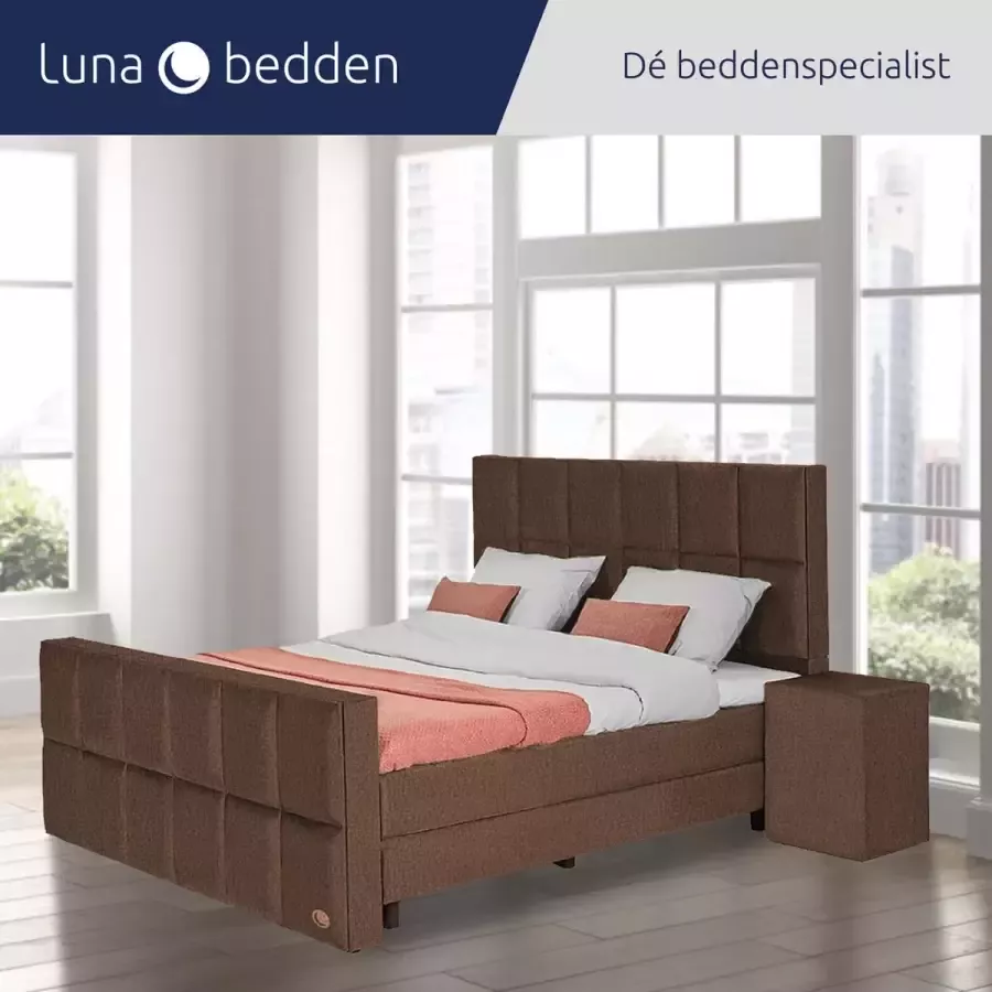 Luna Bedden Boxspring Skye 160x210 Compleet Bruin 12 Vakken Bed