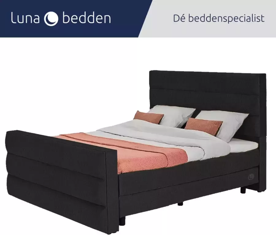 Luna Bedden Boxspring Skye 160x210 Compleet Zwart 3 Balken Bed