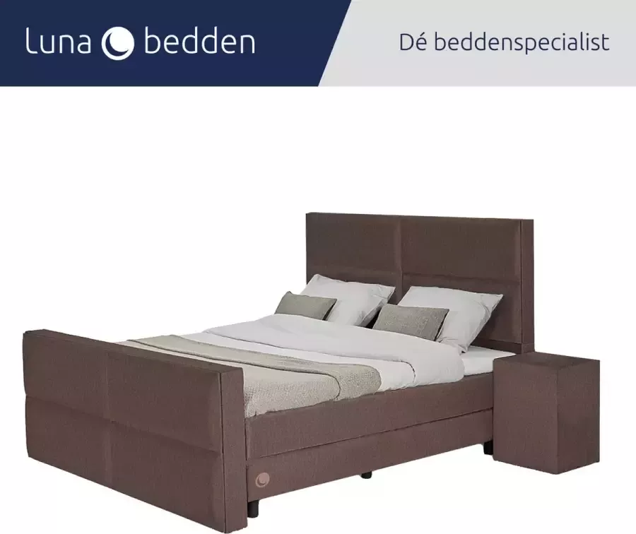 Luna Bedden Boxspring Skye 160x220 Compleet Bruin 4 vakken Bed