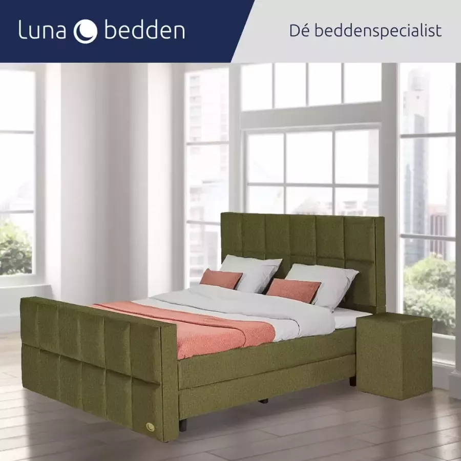 Luna Bedden Boxspring Skye 180x200 Compleet Groen 12 Vakken Bed