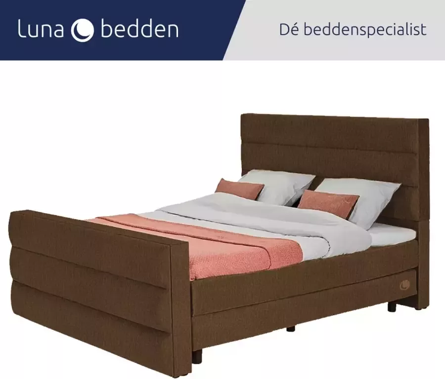 Luna Bedden Boxspring Skye 180x210 Compleet Bruin 3 Balken Bed