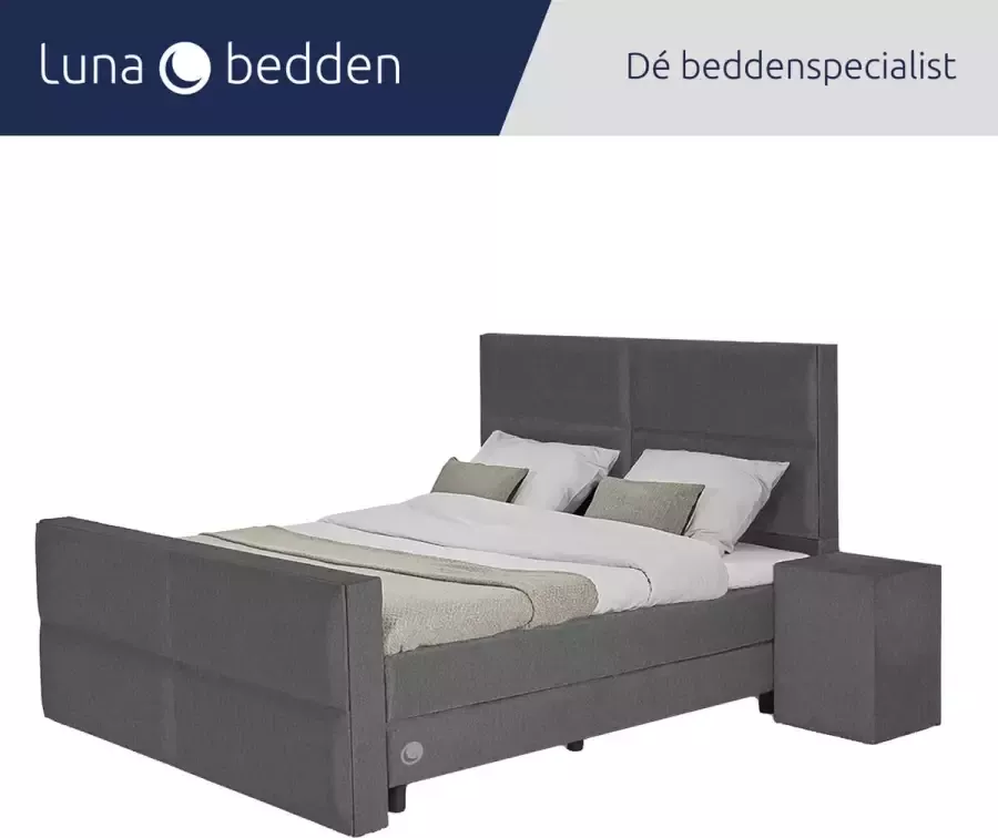 Luna Bedden Boxspring Skye 180x220 Compleet Grijs 4 vakken Bed