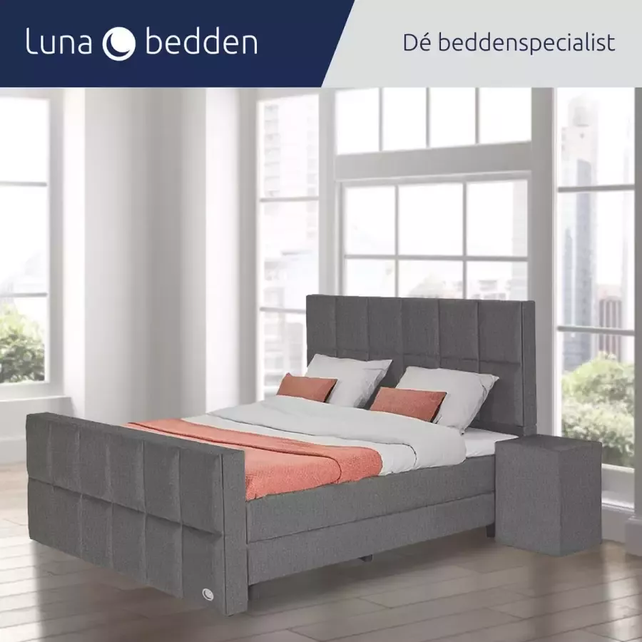 Luna Bedden Boxspring Skye 200x220 Compleet Grijs 12 Vakken Bed