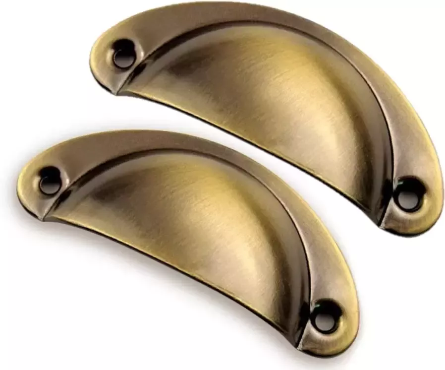 Luna Komgreep Set 2 stuks Holgreep Meubels Schelpvormig Handvat Lade Deurgreep Deur Handgreep Kast Messing Modern Bronze