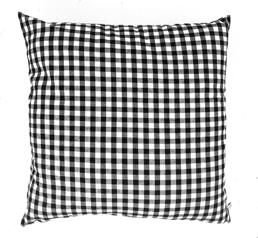 Luna-leena duurzame sierkussen met hartjes print + binnenkussen zwart & wit 45x45cm katoen & gerecycled binnenkussen beide van Oeko-tex handgemaakt in Nepal hearts love black & white kids pillow kinderkamer woonkamer bank kussen - Foto 3