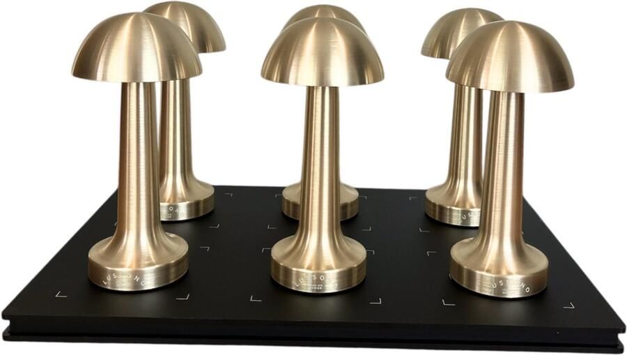 Lussono Oplaadbare Tafellampen Bundel – Set van 6 stuks – Dimbaar – Warm Wit 2700K – Incl. 6-in-1 Laadstation – Tot 26 uur brandtijd