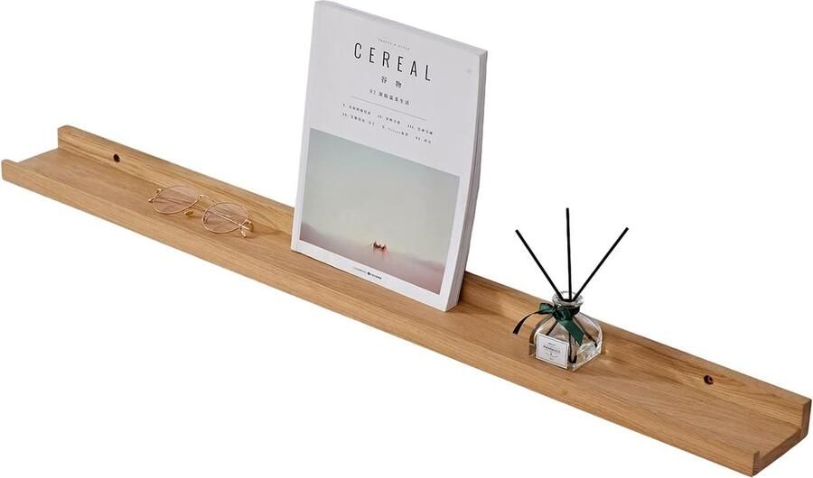 Luvetrex Afbeeldingslijst hout 90 cm eiken massief zwevende plank wandrek kruidenplank plank hangrek ideaal voor woonkamer slaapkamer badkamer