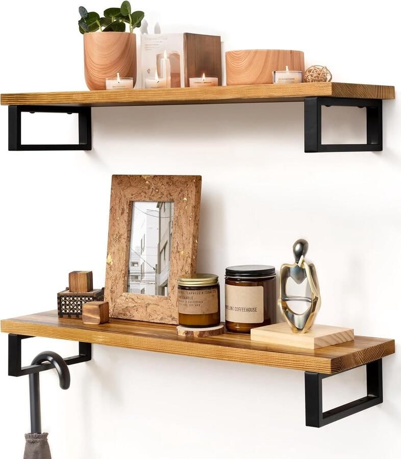 Luvetrex Decoratieve Houten Wandplanken Set van 2 60 cm Zwevende Planken voor Elke Kamer