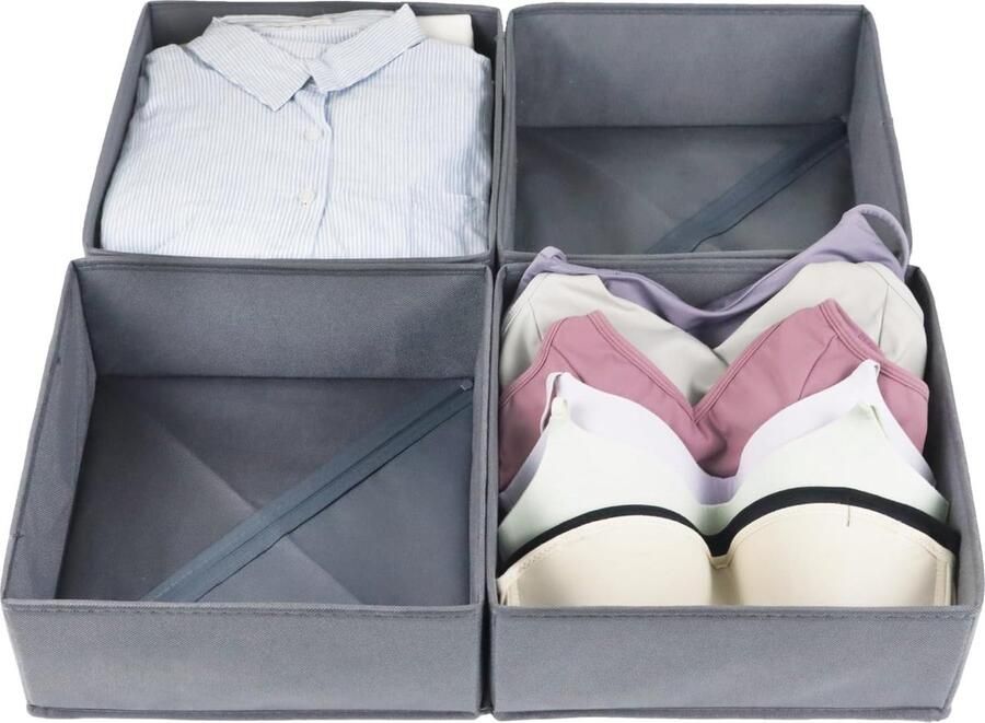 Luvetrex Efficiënte Oplossing voor Orde en Overzicht in Kasten en Lades Set van 4 Opbergdozen