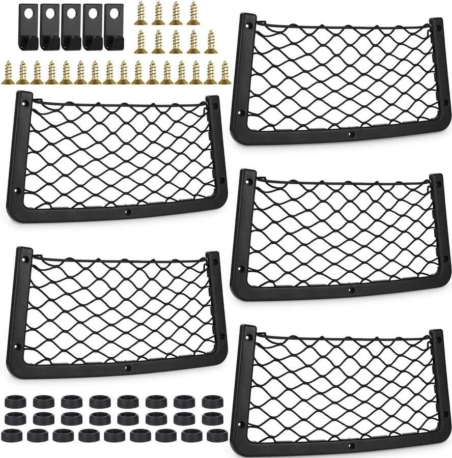 Luvetrex Efficiënte Opslagnetten voor Auto Set van 5 36 x 18 cm Inclusief Haken en Schroeven