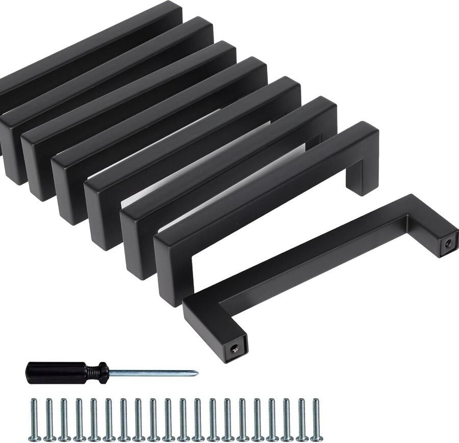 Luvetrex Elegante Zwarte Meubelgrepen Set van 8 met Installatiegereedschap voor Keuken en Woondecoratie