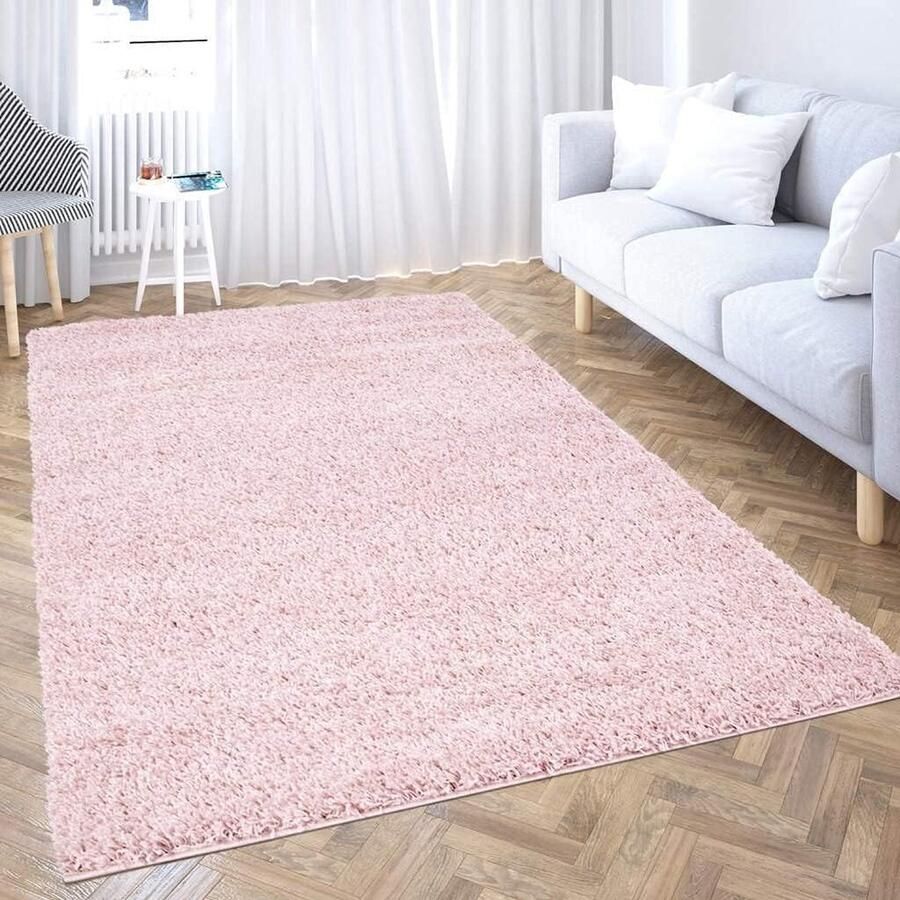 Luvetrex Fluffy Roze Vloerkleed voor Woonkamer en Slaapkamer 150x150 cm