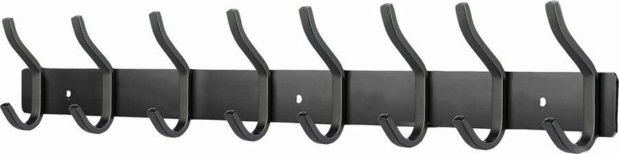 Goodivery Garderobehaken Wandrek met 8 Haken voor Slaapkamer Badkamer en Keuken in Stijlvol Zwart