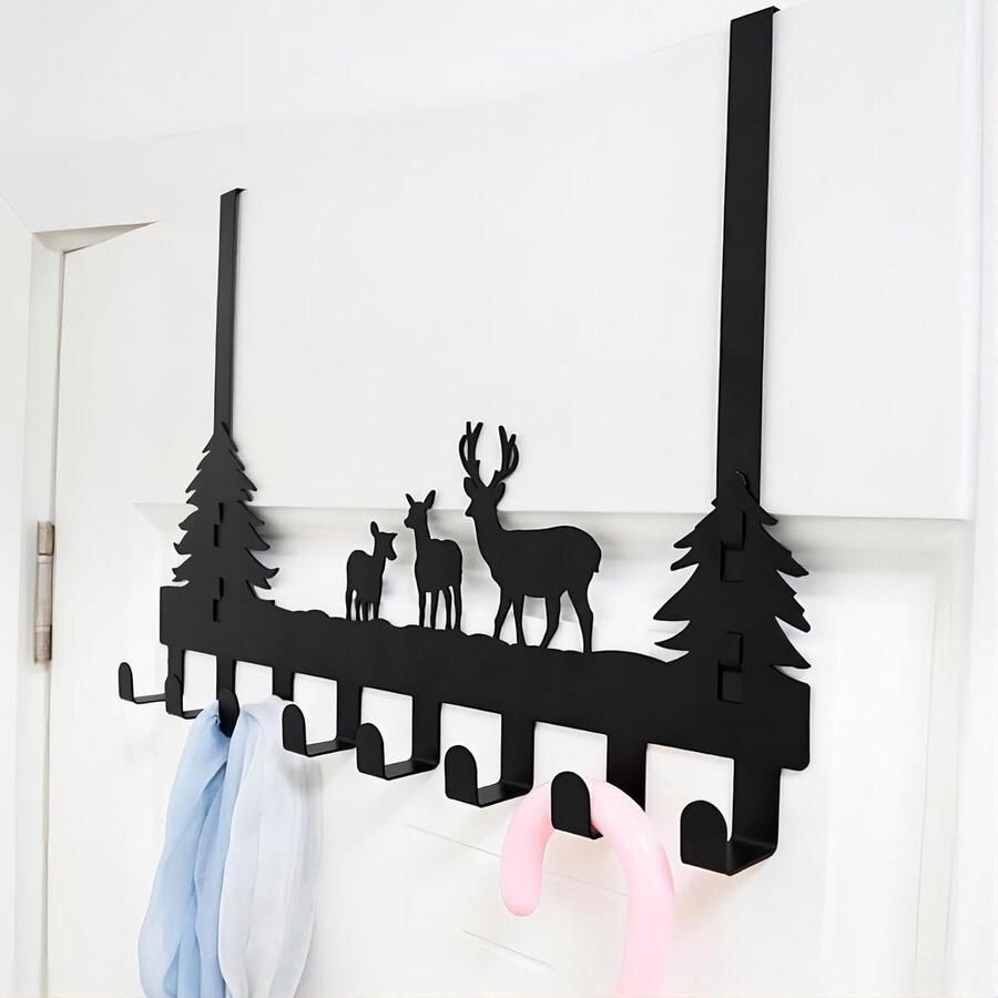 Luvetrex Handige Over-de-Deur Haak Organizer met Hertenontwerp en 8 Haken voor Badkamer en Slaapkamer