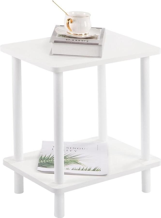 Luvetrex Houten Bijzettafel met 2 Niveaus en Modern Design voor Slaapkamer en Woonkamer