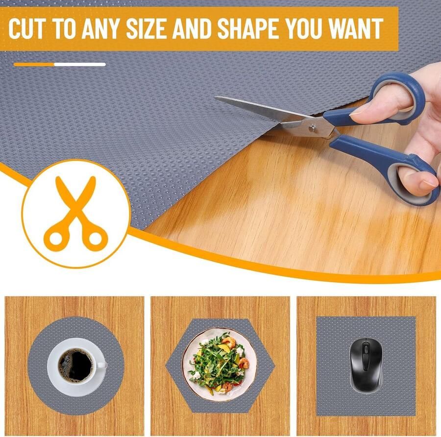 Luvetrex Lademat snijdbare antislipmat voor laden waterdicht kastpapier voor keukenkasten schoenenrekken (grijs 30 x 300 cm)