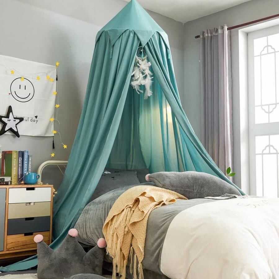 Goodivery Luifel voor meisjesbed decoratieve luifel voor kinderbed met kwastjes schuiltent voor kinderkamer of ledikantje Kinderkamer om te decoreren spelen lezen