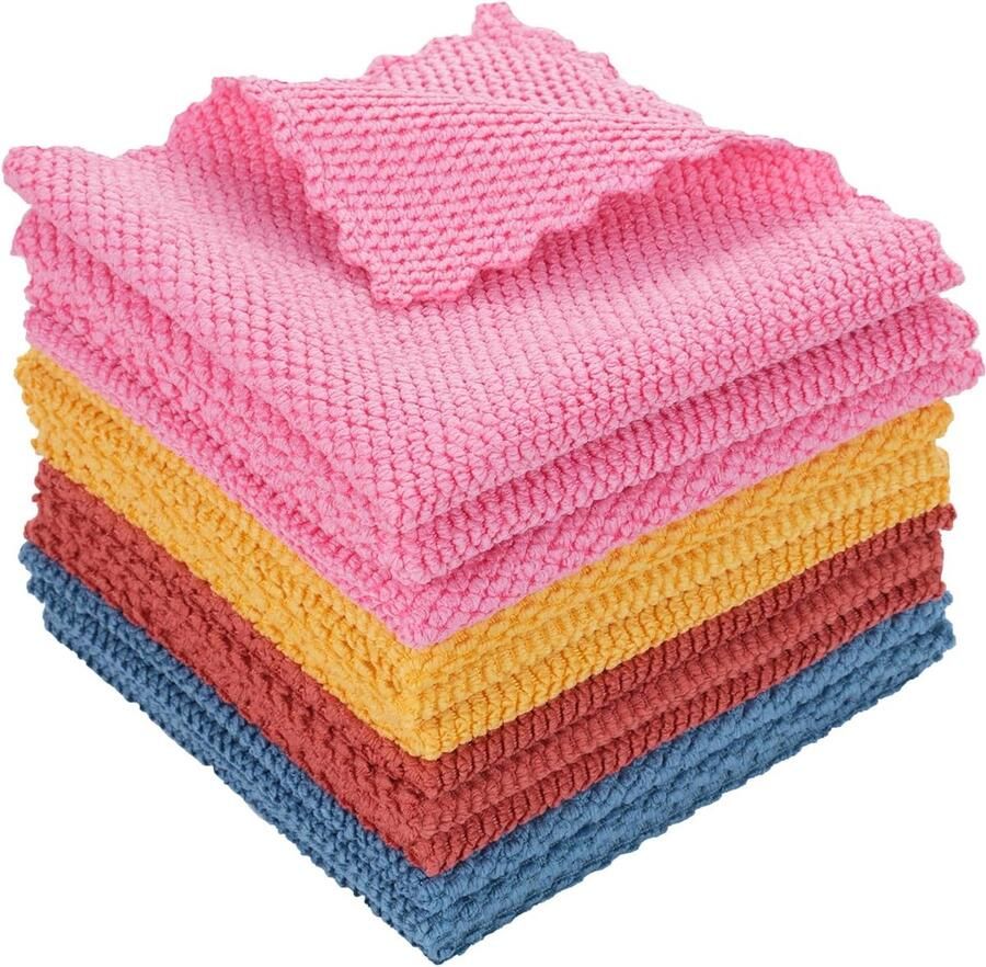 Luvetrex Microvezeldoeken reinigingsdoeken zacht hoog absorberend herbruikbaar en pluisvrij voor thuis keuken auto raam 12 stuks