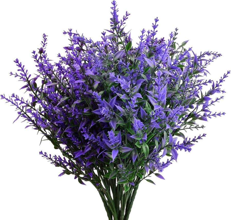 Luvetrex Realistische Lavendel Bloemen Set van 12 Stuks voor Balkon en Tafel Decoratie