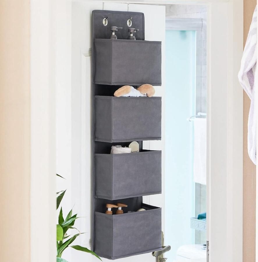 Luvetrex Ruime Ophangorganizer met Vier Vakken en Metalen Haken voor Deur of Kast