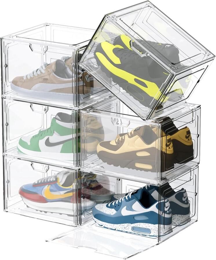 Luvetrex Schoenen Opbergsysteem Transparante Stapelbare Schoenendozen voor Sneakers en Trainers tot