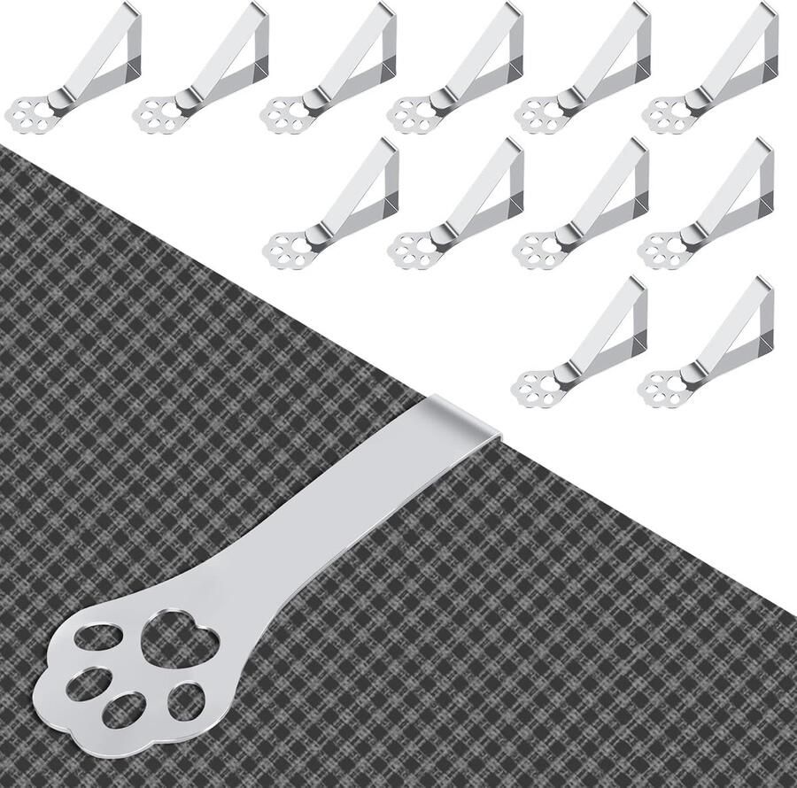 Luvetrex Set van 12 Tafelklemmen met Kattenklauwontwerp van Roestvrij Staal voor Tafels