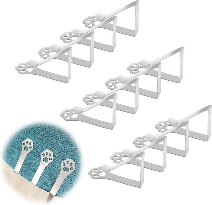Luvetrex Set van 12 Weerbestendige Tafelklemmen voor Dikke Tafels RVS Kattenklauw Design