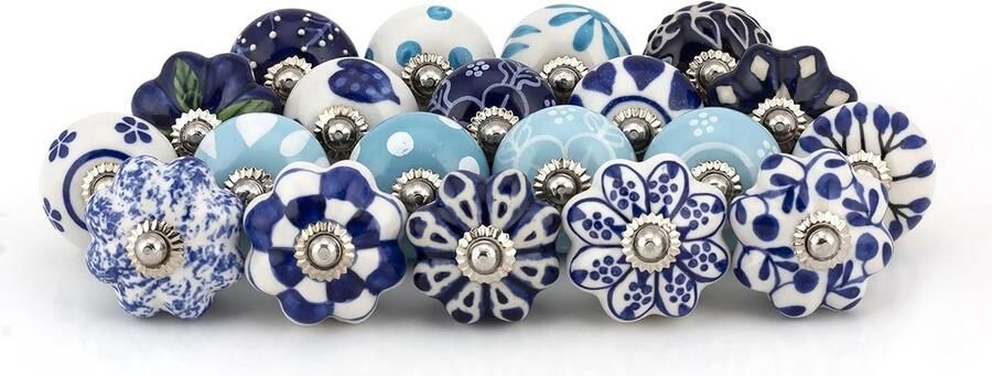 Luvetrex Set van 20 Handgeschilderde Keramische Knoppen voor Kasten en Meubels
